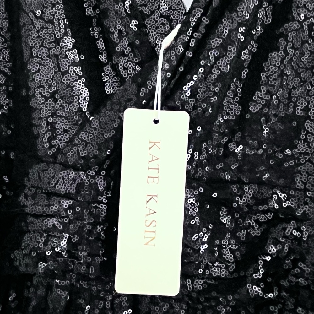 Kate Kasin Elegant Black Sequin Evening Gown - Picture 6 of 11